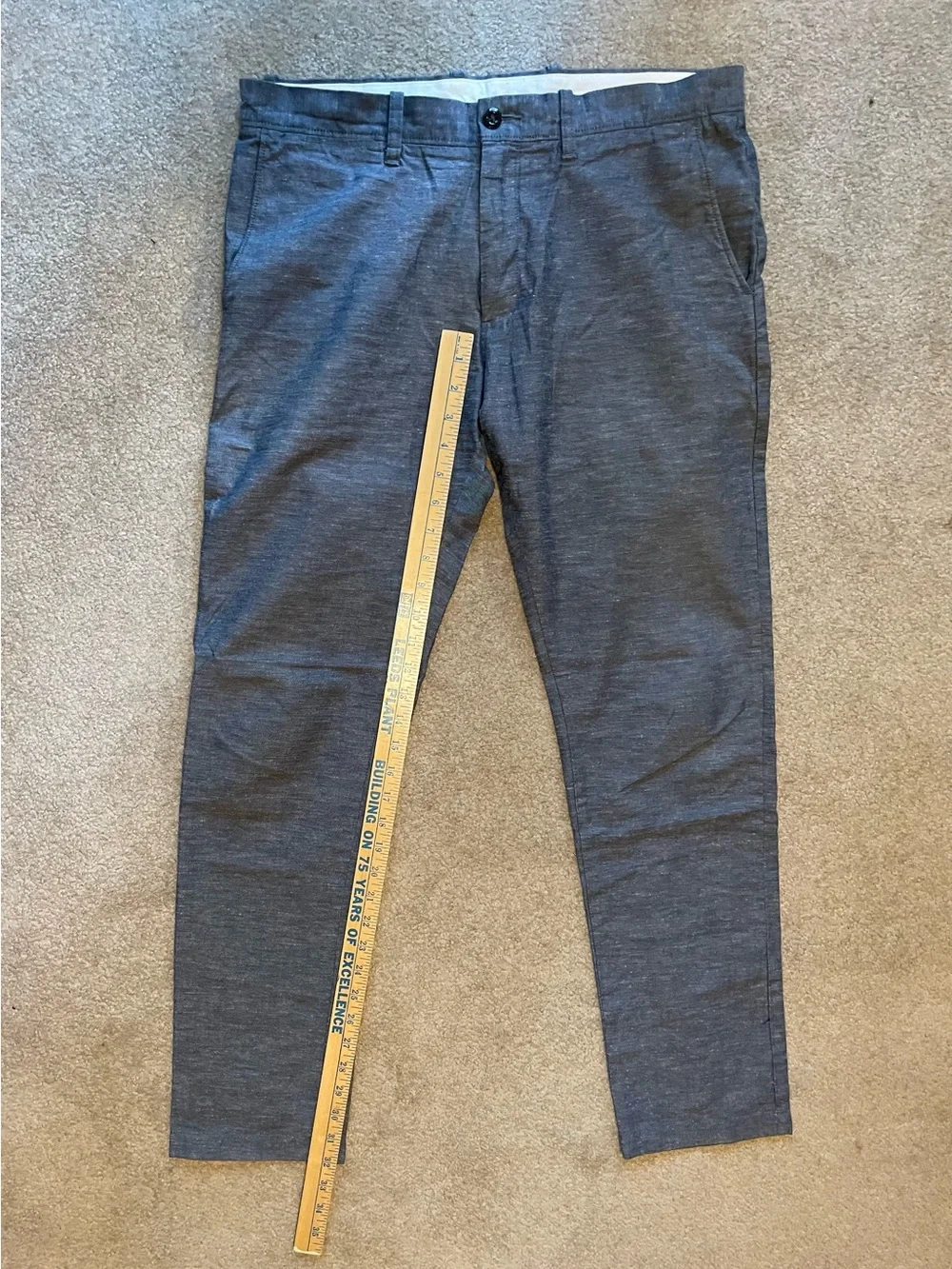 J.Crew 484 Slim-Fit Cotton-Linen Blend Chino Pants in Blue Chambray 33/32